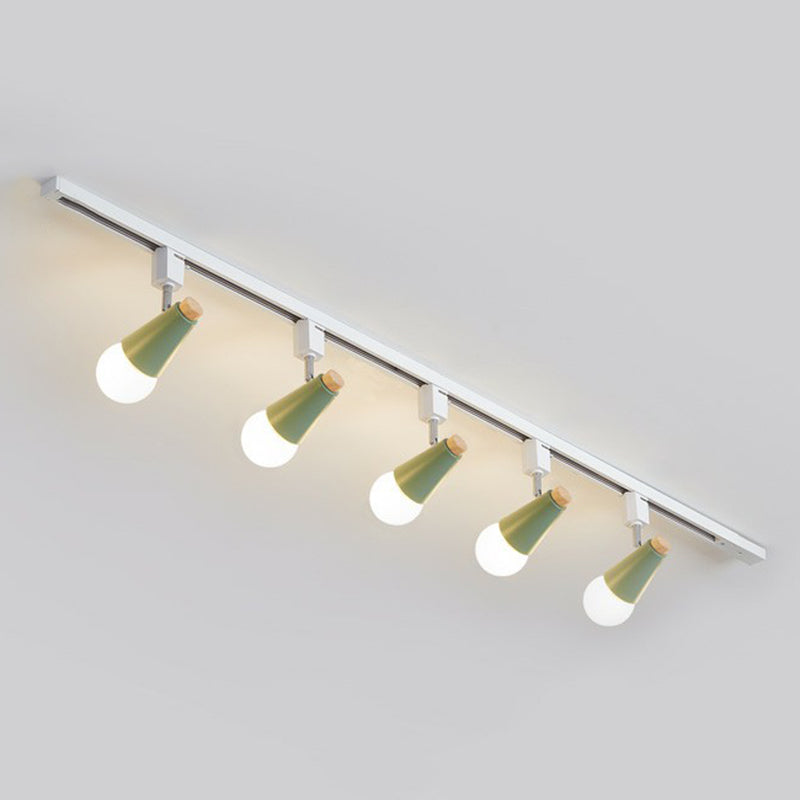 Nordic Conical Semi Flush Mounted Track Light Metal Living Room Ceiling Light Fixture