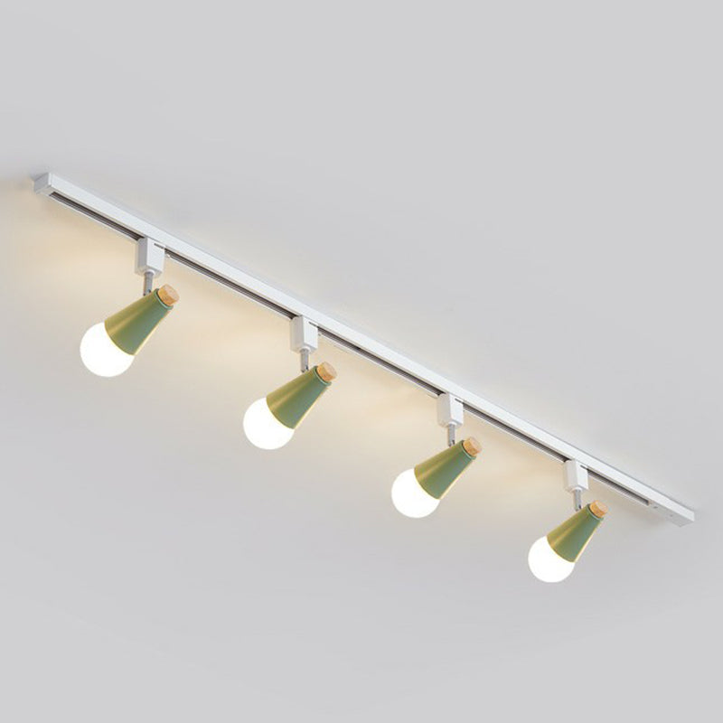 Nordic Conical Semi Flush Mounted Track Light Metal Living Room Ceiling Light Fixture