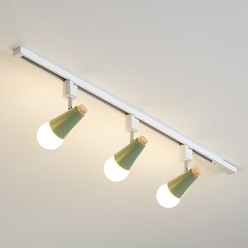 Nordic Conical Semi Flush Mounted Track Light Metal Living Room Ceiling Light Fixture