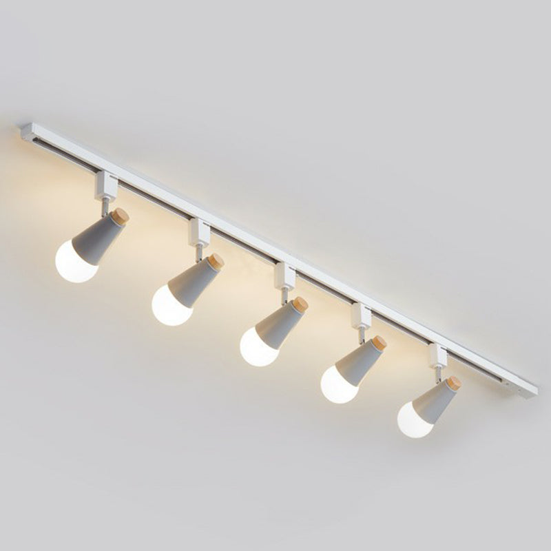 Nordic Conical Semi Flush Mounted Track Light Metal Living Room Ceiling Light Fixture