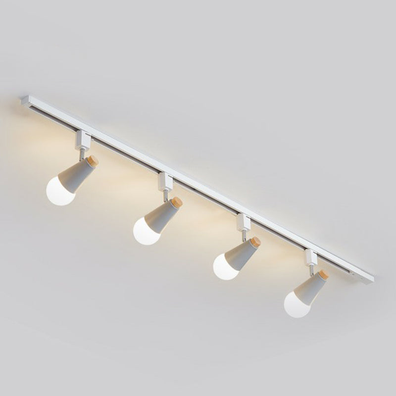 Nordic Conical Semi Flush Mounted Track Light Metal Living Room Ceiling Light Fixture