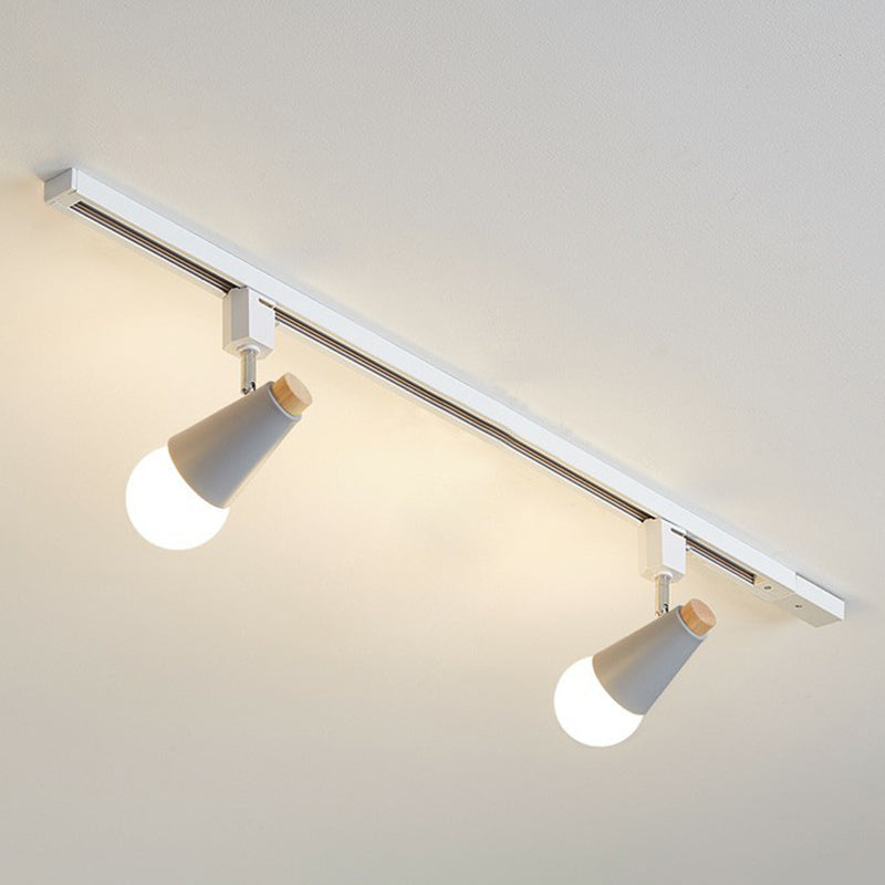 Nordic Conical Semi Flush Mounted Track Light Metal Living Room Ceiling Light Fixture