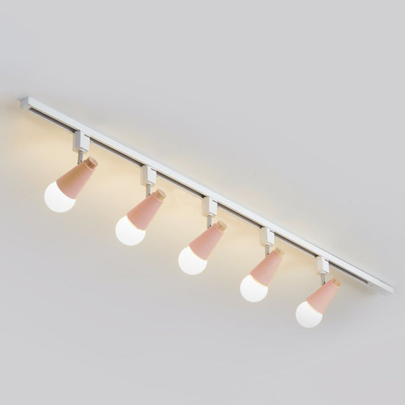 Nordic Conical Semi Flush Mounted Track Light Metal Living Room Ceiling Light Fixture