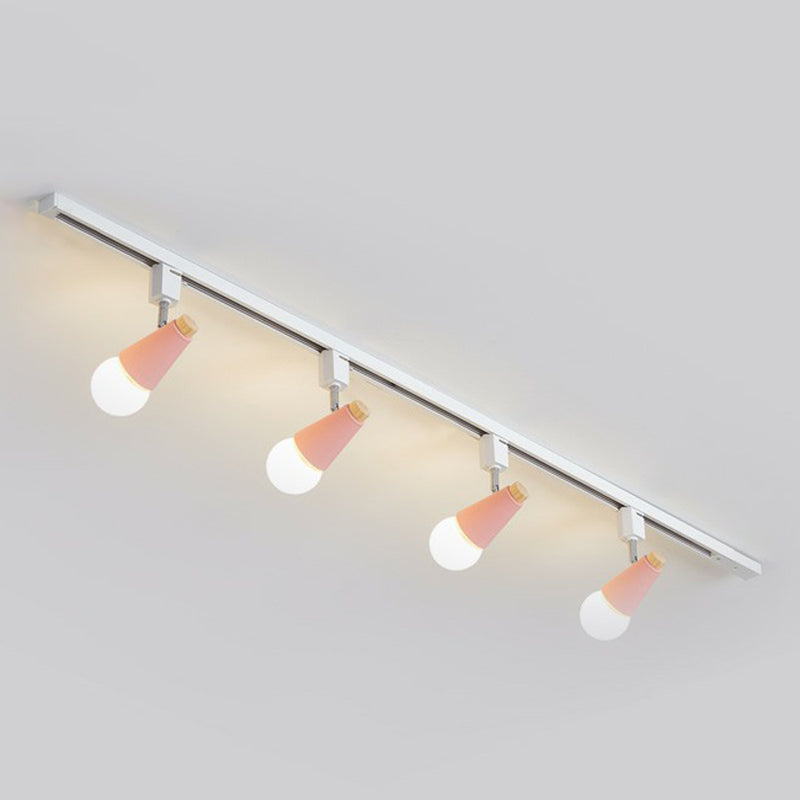 Nordic Conical Semi Flush Mounted Track Light Metal Living Room Ceiling Light Fixture