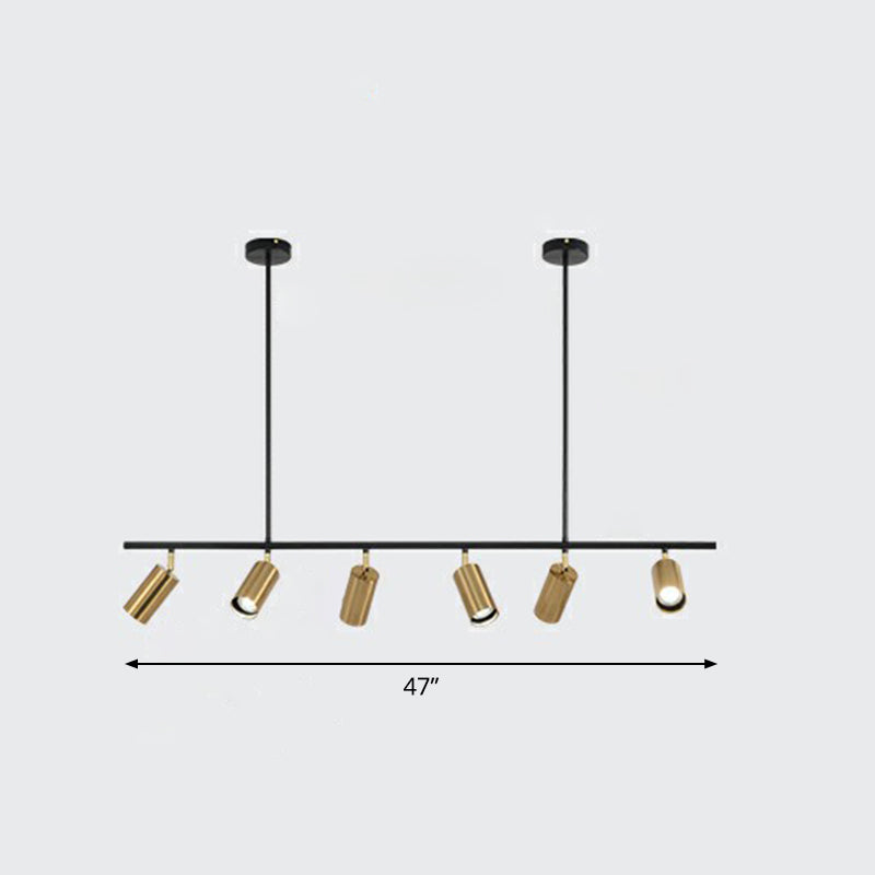 Spotlight a tubo oro elettroplato Postmodern Metal Island Affermazione per sala da pranzo