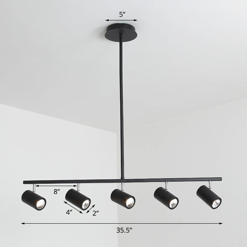 Tube Shade Dining Room Spotlight Metal Minimalist Adjustable LED Hanging Island Light