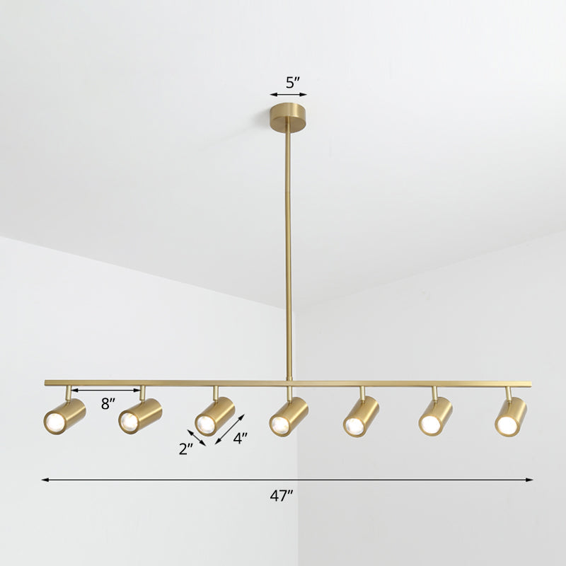 Tube Shade Dining Room Spotlight Metal Minimalist Adjustable LED Hanging Island Light