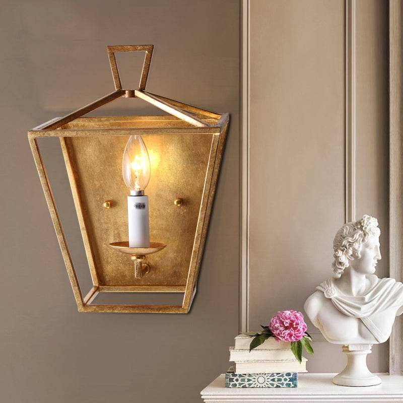 Gold Single Head Murd Light Traditional Metal Candle Cage Cage Murce pour chambre à coucher