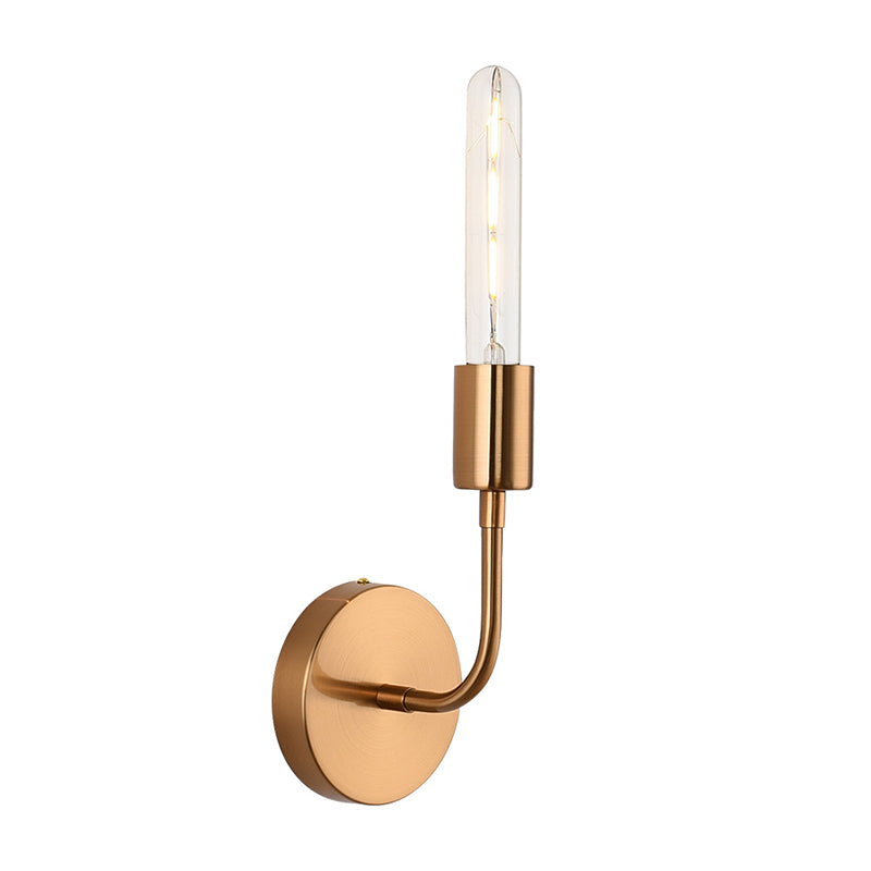 Metal Gold Wall Lamp Open Bulb 1/2-Light Vintage Wall Light Sconce with Round Backplate for Porch