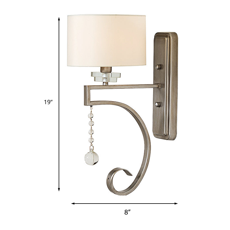 Lampe murale de tambour rétro 1 lumière du tissu clair