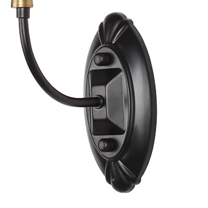 Tapered Living Room Wall Light Sconce Vintage Style Fabric 1/2 Lights Black Wall Mount Lighting with Swooping Arm