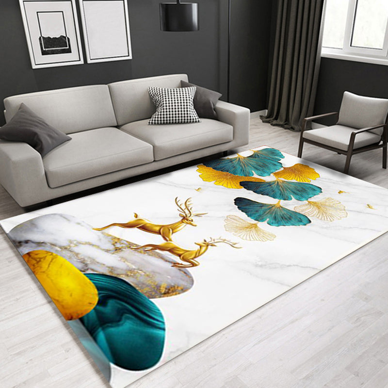 Glam Modern Rug Multi Color 3D Plant Print Rug Pet Friendly Non-Slip Machine Washable Rug for Living Room