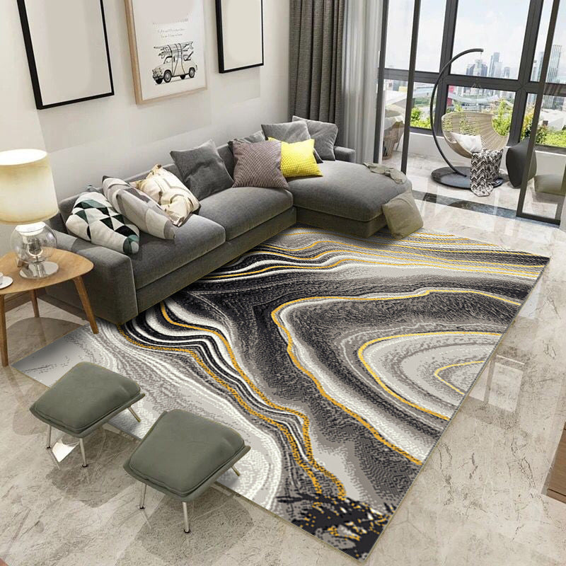 Minimalist Abstract Pattern Rug Multi Colored Polyester Carpet Washable Pet Friendly Anti-Slip Rug for Drawing Room
