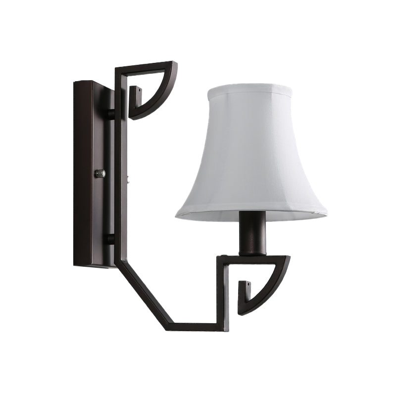 Black 1 Bulb Wall Sconce Lighting Contemporary Fabric Bell Shade Wall Mounted Light Fixture for Foyer