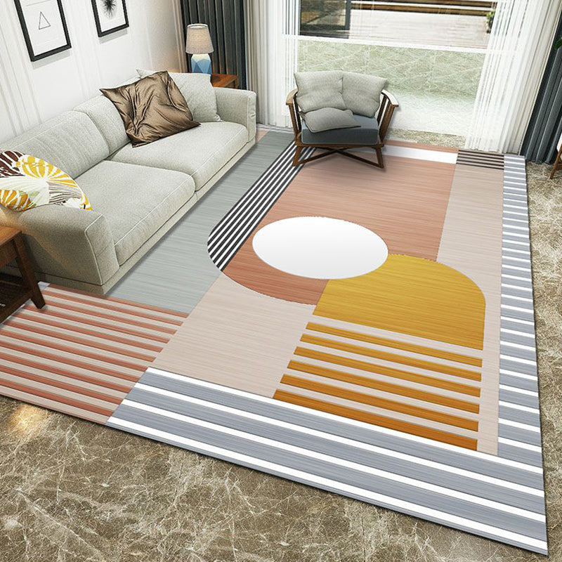 Multi-Color Geometric Rug Polypropylene Contemporary Rug Washable Stain Resistant Non-Slip Carpet for Home
