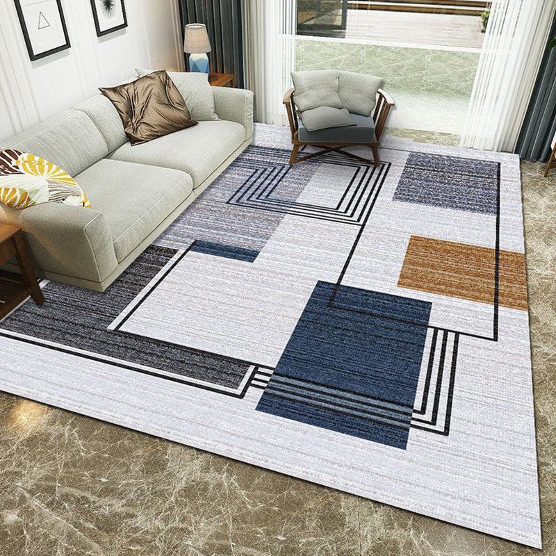 Multi-Color Geometric Rug Polypropylene Contemporary Rug Washable Stain Resistant Non-Slip Carpet for Home