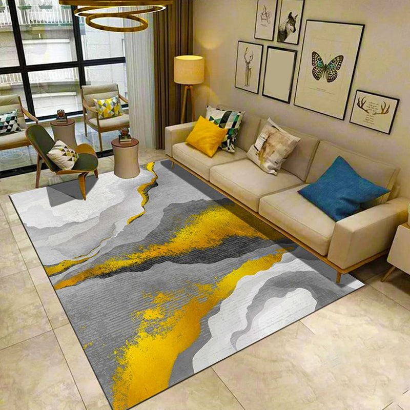 Multi-Color Geometric Rug Polypropylene Contemporary Rug Washable Stain Resistant Non-Slip Carpet for Home