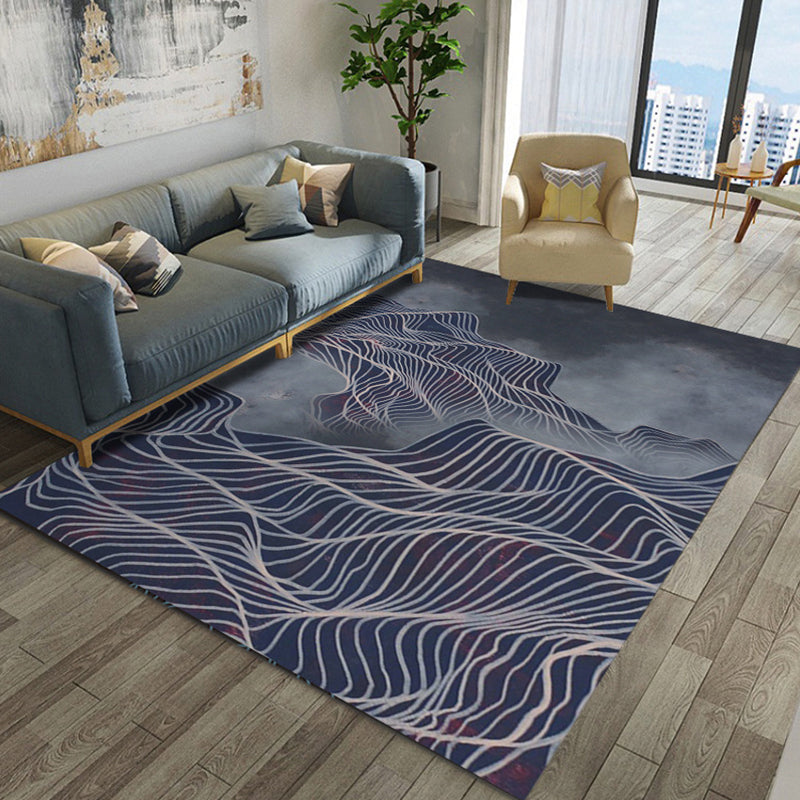 Artistic Geometric Abstract Line Rug Multicolor Modern Carpet Synthetics Anti-Slip Backing Pet-Friendly Rug for Great Room