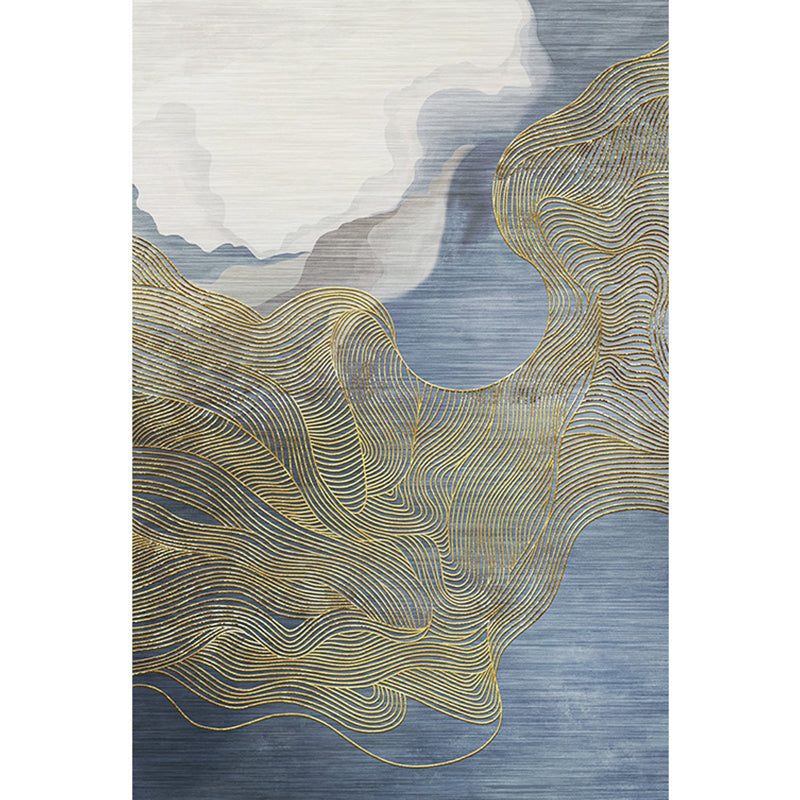 Simplicity Abstract Line Print Rug Multi Color Polypropylene Rug Anti-Slip Backing Stain Resistant Pet Friendly Area Carpet for Room