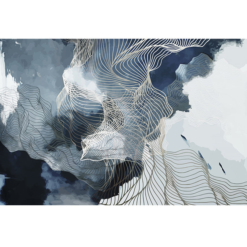 Simplicity Abstract Line Print Rug Multi Color Polypropylene Rug Anti-Slip Backing Stain Resistant Pet Friendly Area Carpet for Room