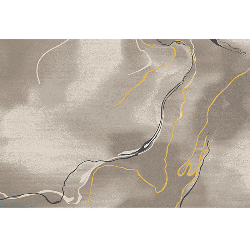 Simplicity Abstract Line Print Rug Multi Color Polypropylene Rug Anti-Slip Backing Stain Resistant Pet Friendly Area Carpet for Room