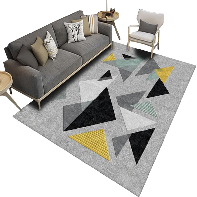Chic Multicolor Modern Rug Polyester Geometric Color-Block Rug Anti-Slip Machine Washable Stain Resistant Rug for Living Room