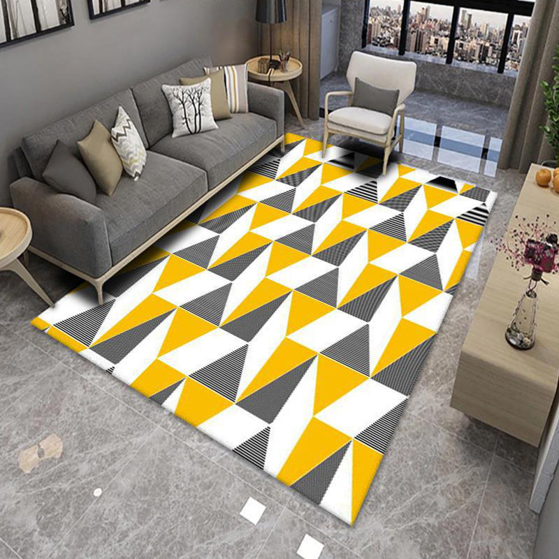 Chic Multicolor Modern Rug Polyester Geometric Color-Block Rug Anti-Slip Machine Washable Stain Resistant Rug for Living Room