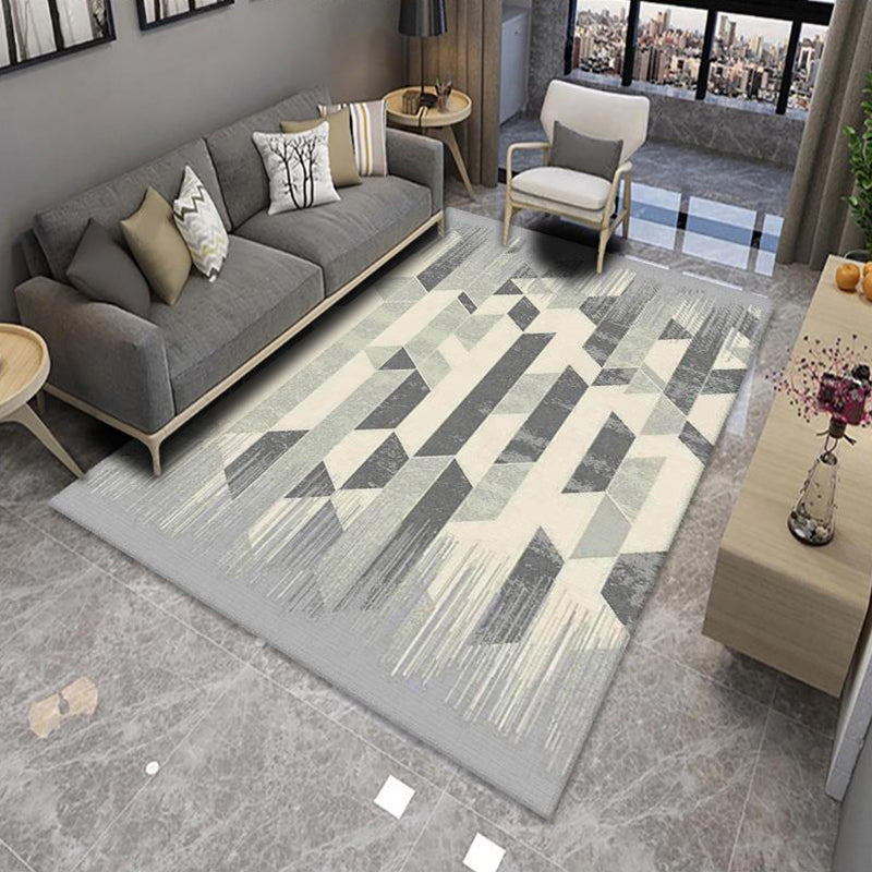 Chic Multicolor Modern Rug Polyester Geometric Color-Block Rug Anti-Slip Machine Washable Stain Resistant Rug for Living Room
