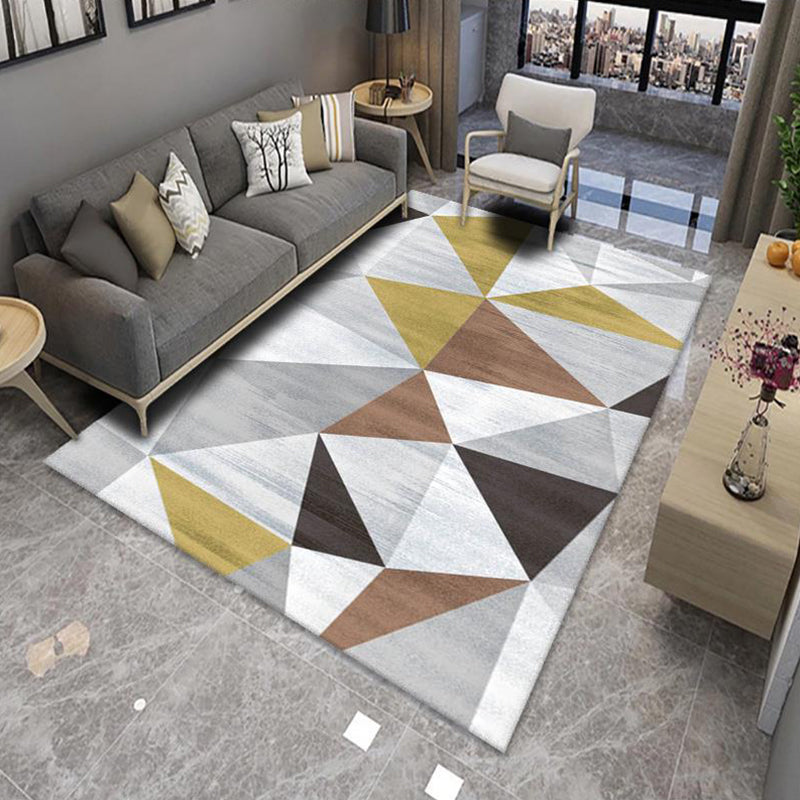 Chic Multicolor Modern Rug Polyester Geometric Color-Block Rug Anti-Slip Machine Washable Stain Resistant Rug for Living Room