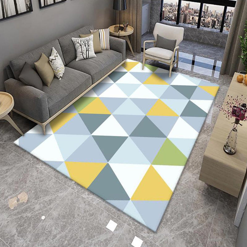Chic Multicolor Modern Rug Polyester Geometric Color-Block Rug Anti-Slip Machine Washable Stain Resistant Rug for Living Room