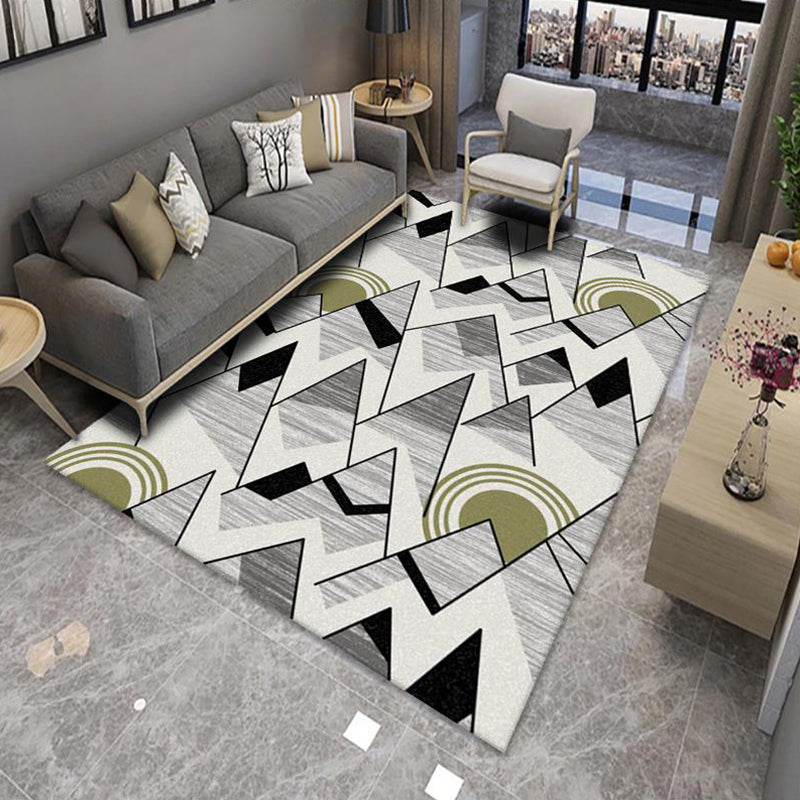 Chic Multicolor Modern Rug Polyester Geometric Color-Block Rug Anti-Slip Machine Washable Stain Resistant Rug for Living Room