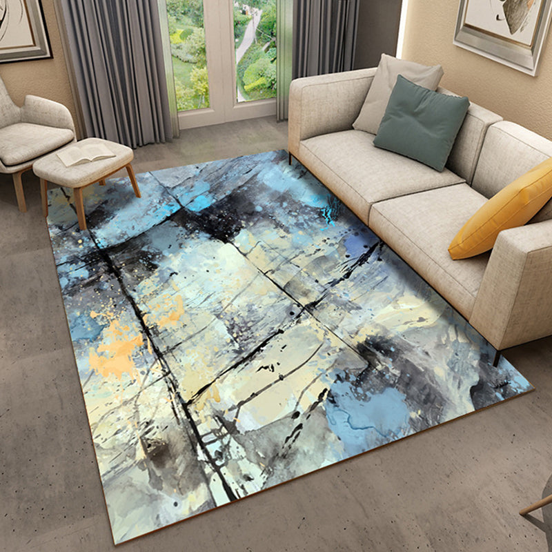 Punky Abstract Print Rug Multi-Color Modern Style Rug Synthetics Non-Slip Backing Machine Washable Pet Friendly Rug for Home Deco