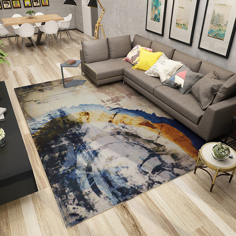 Punky Abstract Print Rug Multi-Color Modern Style Rug Synthetics Non-Slip Backing Machine Washable Pet Friendly Rug for Home Deco