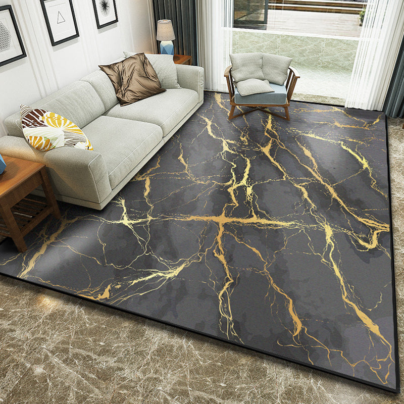 Art Deco Nordic Rug Multi Color 3D Marble Print Carpet Anti-Slip Stain Resistant Pet Friendly Rug for Great Room