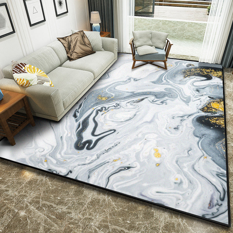 Art Deco Nordic Rug Multi Color 3D Marble Print Carpet Anti-Slip Stain Resistant Pet Friendly Rug for Great Room