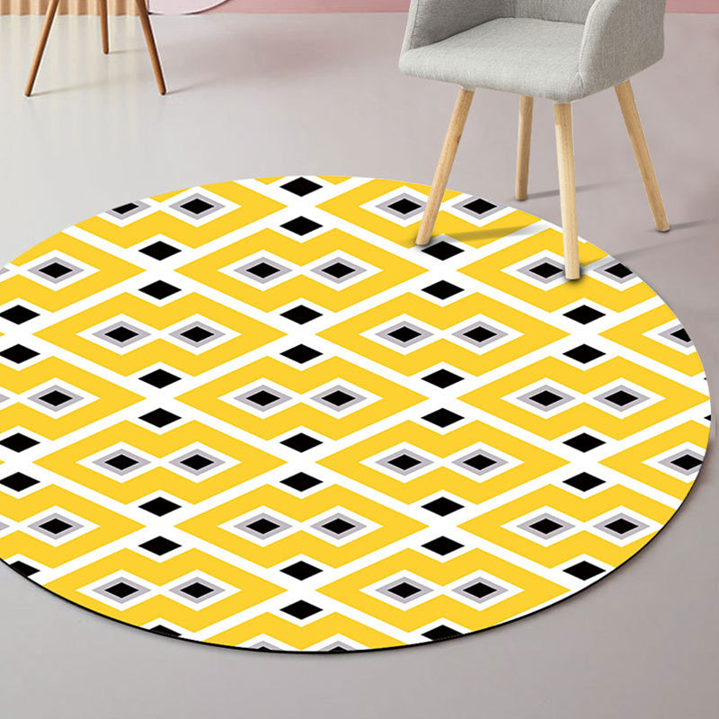 Novelty Geometric Print Rug Multi Colored Modern Carpet Polyester Anti-Slip Backing Washable Stain Resistant Area Rug for Room