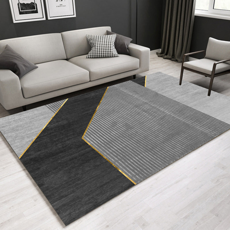 Minimal Multi-Color Geometric Rug Synthetics Contemporary Carpet Machine Washable Pet Friendly Anti-Slip Backing Rug for Great Room