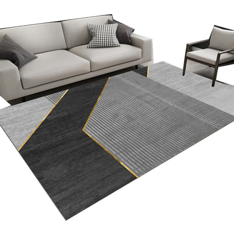 Minimal Multi-Color Geometric Rug Synthetics Contemporary Carpet Machine Washable Pet Friendly Anti-Slip Backing Rug for Great Room