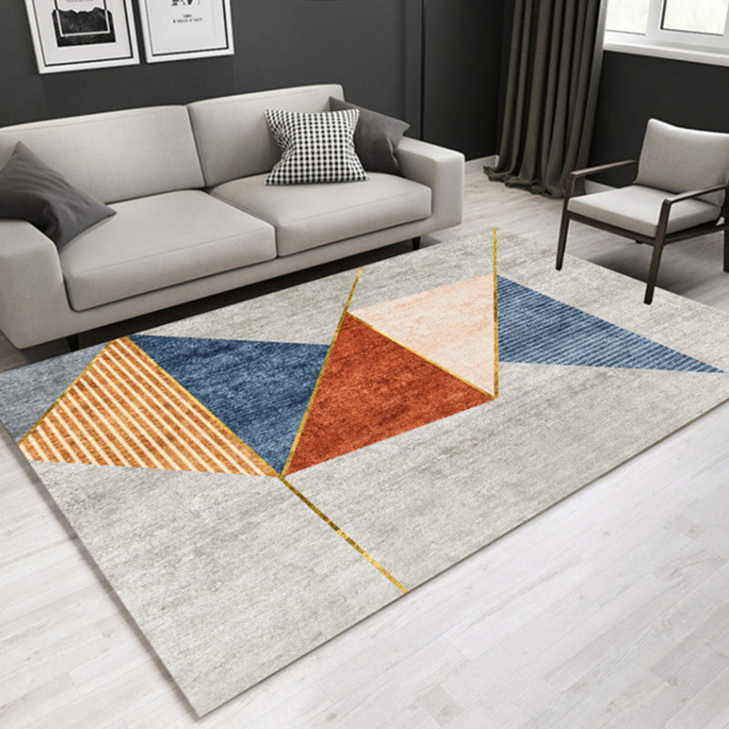 Minimal Multi-Color Geometric Rug Synthetics Contemporary Carpet Machine Washable Pet Friendly Anti-Slip Backing Rug for Great Room