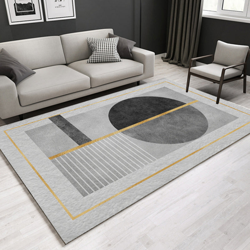 Minimal Multi-Color Geometric Rug Synthetics Contemporary Carpet Machine Washable Pet Friendly Anti-Slip Backing Rug for Great Room