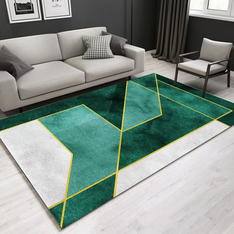 Minimal Multi-Color Geometric Rug Synthetics Contemporary Carpet Machine Washable Pet Friendly Anti-Slip Backing Rug for Great Room