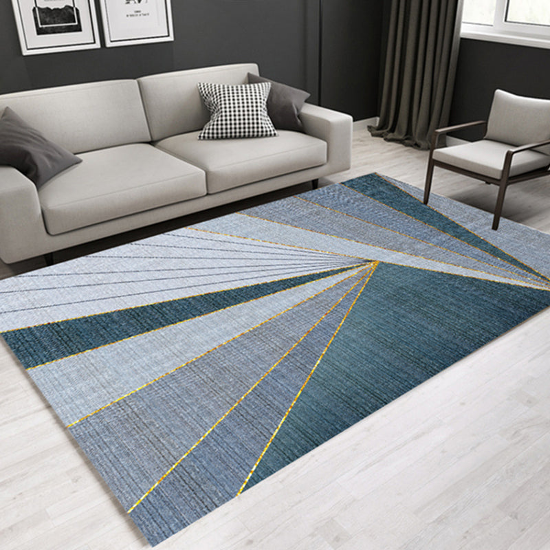 Minimal Multi-Color Geometric Rug Synthetics Contemporary Carpet Machine Washable Pet Friendly Anti-Slip Backing Rug for Great Room