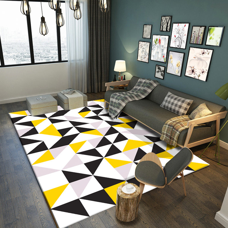 Bold Color Block Geometric Rug Multi Color Modern Rug Polypropylene Machine Washable Non-Slip Stain Resistant Rug for Living Room