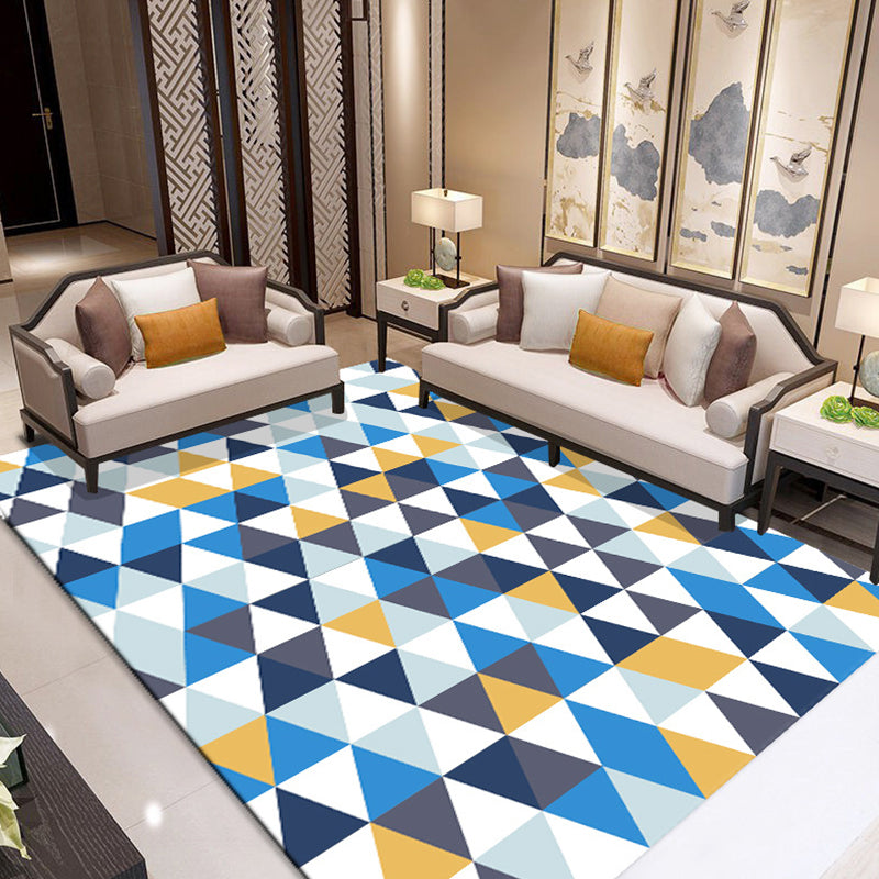 Bold Color Block Geometric Rug Multi Color Modern Rug Polypropylene Machine Washable Non-Slip Stain Resistant Rug for Living Room