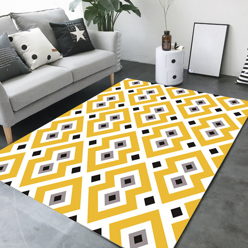 Minimalist Modern Rug Multicolor Geometric Trellis Print Carpet Anti-Slip Machine Washable Pet Friendly Rug for Room