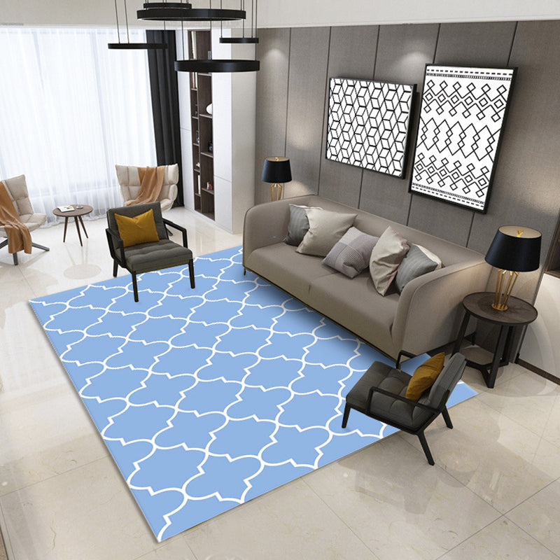 Minimalist Modern Rug Multicolor Geometric Trellis Print Carpet Anti-Slip Machine Washable Pet Friendly Rug for Room