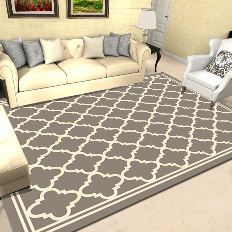 Minimalist Modern Rug Multicolor Geometric Trellis Print Carpet Anti-Slip Machine Washable Pet Friendly Rug for Room