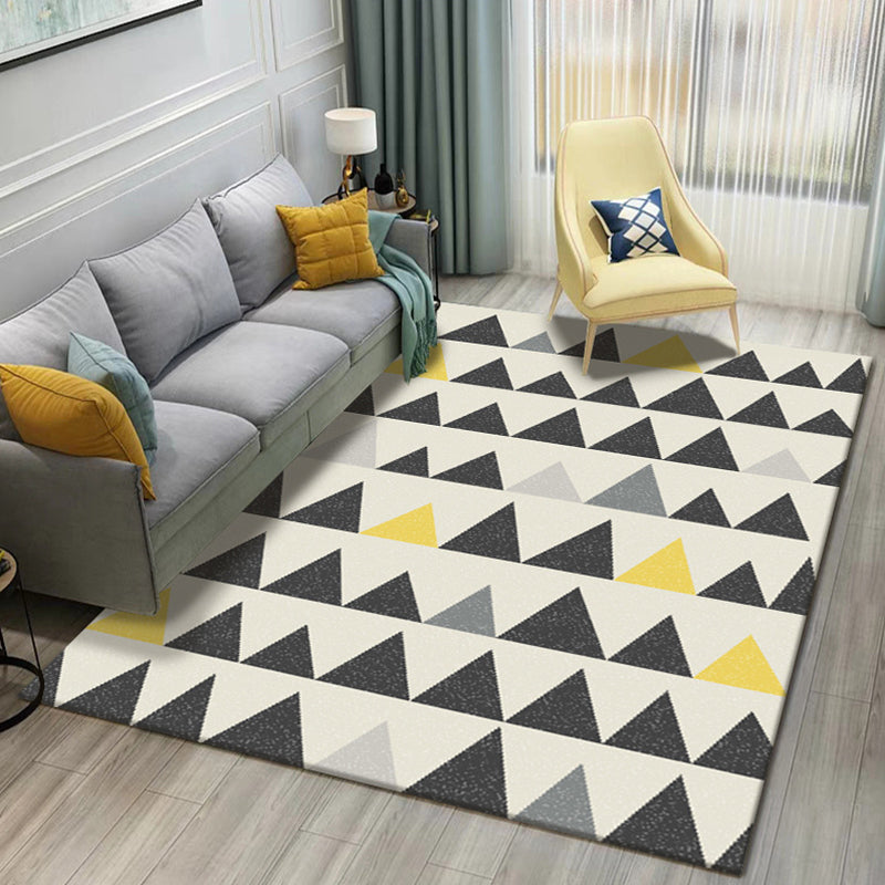 Modern Geometric 3D Printing Rug Multi Colored Polyester Rug Anti-Slip Backing Stain Resistant Washable Carpet for Living Room