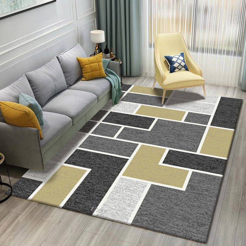 Modern Geometric 3D Printing Rug Multi Colored Polyester Rug Anti-Slip Backing Stain Resistant Washable Carpet for Living Room