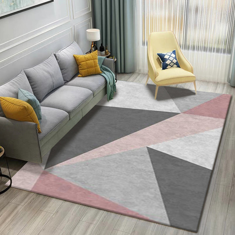 Modern Geometric 3D Printing Rug Multi Colored Polyester Rug Anti-Slip Backing Stain Resistant Washable Carpet for Living Room